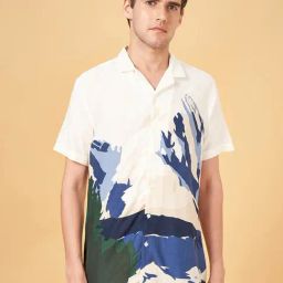Urban Ranger by Pantaloons White Cotton Slim Fit Printed Shirt-picture-36