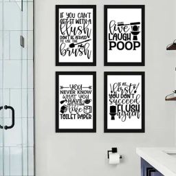 Art Street Black Live Laugh Poop Wall Art Prints - Set of 4-22