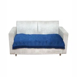 Fashion Throw Teal Blue Self Design Velvet 2 Seater Sofa Cover-image-82