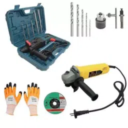 Hillgrove HGCM368M1 1200 W 26 mm Hammer Impact Drill Machine, 850 W Angle Grinder Combo, HGCM660-35
