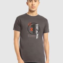 Bewakoof Dark Grey Regular Fit Graphic Print Crew T-Shirt-image-54