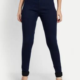 Angelfab Navy Cotton Regular Fit Jeggings-image-80
