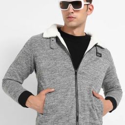 Campus Sutra Light Grey Melange Regular Fit Jacket-picture-32