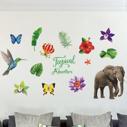 INDIAN ROYALS Elephant and Flower Self Adhesive Vinyl Wall Sticker-image-99