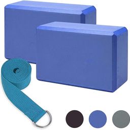serveuttam Yoga Block (2 PC) - High Density EVA Foam Block to Support and Deepen Poses, Improve Strength and Aid Balance and Flexibility with Yoga Belt (Yoga Blocks with Belt) image 2