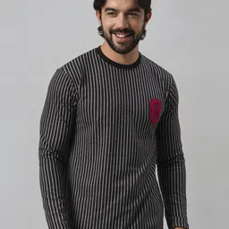 BE POSITIVE Striped Round Neck T-shirt-picture-46