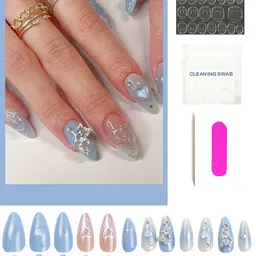 Secret Lives 24-Pcs Glossy With 3D Heart Stud & Accessories work Design Nail Art-23