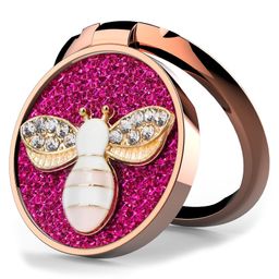 KolorFish Phone Ring Holder Finger Kickstand Mobile Ring Holder Finger Grip 360 Degree Rotation with Crystal Stone Enamel Bee- Rose Gold-21