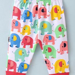 Child World Interlock Full Length Lounge Pants With Elephant Print - Red-picture-23