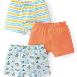 Babyhug 100% Cotton Knit Striped & Trunk Pack of 3 - Multicolour-image-77