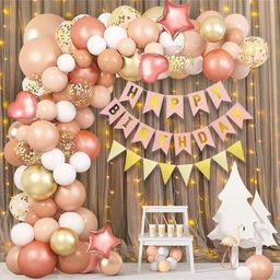 Surprise Decor Birthday Decoration Items for Girls - 49 Pcs Rose Gold Birthday Decoration | Happy Birthday Decorations for Girls | Rose Gold Balloons for Birthday | Pink Happy Birthday Banner (Cardstock)-image-49