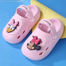 Babyoye Disney Clogs with Backstrap Mickey Mouse &Daisy Duck Applique - Pink-image-5