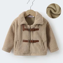 Kookie Kids Full Sleeves Winter Jacket with Belt Opening -Khaki-image-88