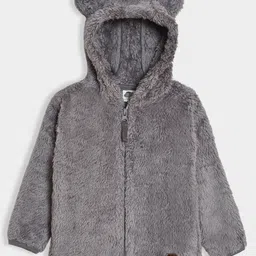 Mi Arcus Full Sleeves Solid Fur Hooded Jacket - Grey-picture-31