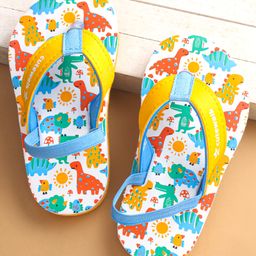 Cute Walk by Babyhug Flip Flops with Dino Print & Back Strap Closure - Yellow-image-26