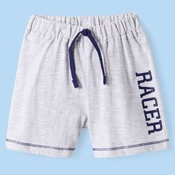 Babyhug Single Jersey Knit Shorts with Racer Text Print - Grey-26