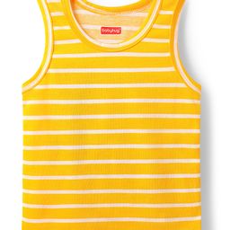 Babyhug 100% Cotton Single Jersey Knit Sleeveless Sando Vest with Stripe Design - Yellow-picture-14