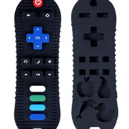 ZoZoBaa TV Remote Soft Silicone Teether for Baby Gums, Teething Toy for Babies, BPA Free, Pain-Relief, Non-Toxic, 100% Food Grade, Soothing & Smooth Edges Easy to Grasp Chewable -Black (Pack of 1)-16