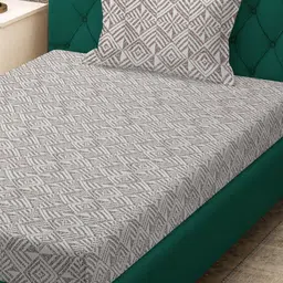 Myntra Elegant Homes Beige & Green Geometric 280 TC Single Bedsheet Set-1.52 m x 2.28 m-image-47