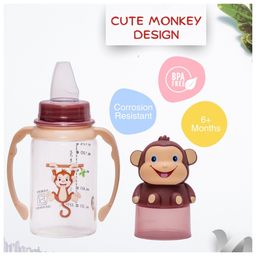 Adore BUNK! Character Hood Glass Spout Sipper with Twin Handle- 125ml- Monkey image 3