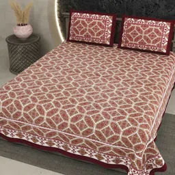 LIVING ROOTS White & Brown Floral Cotton 210 TC King Bedsheet with 2 Pillow Covers-image-61