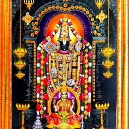 SUNINOW Yellow & Black Printed Tirupati Balaji With Lakshmi Religious Wall Hangings-37