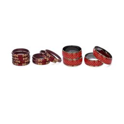 SOMIL Set Of 12 Maroon Alloy Artificial Stones & Beads Bangles-picture-44