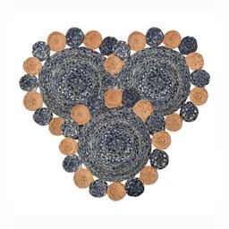 Elegant Myntra Elegant Homes Blue & Brown 3 Pieces Floral Round Jute Doormats-image-54