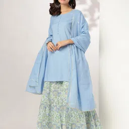 Janasya Women Regular Kurta with Sharara & With Dupatta-image-96