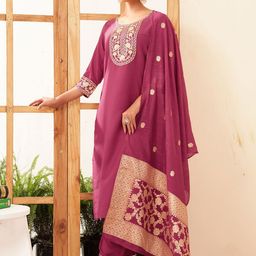 KALINI Women Regular Kurta with Trousers & With Dupatta-image-18