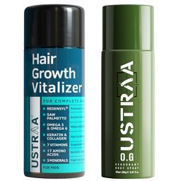 Ustraa Men Set of O.G. Deodorant Body Spray 150 ml + Hair Growth Vitalizer 100 ml-37