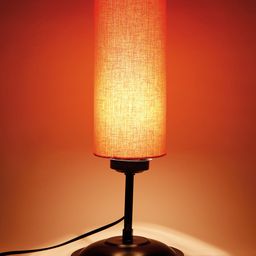 Devansh Orange & Black Solid Cylindrical Table Lamp image 2