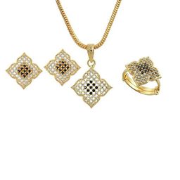 Kezlin Gold-Plated American Diamond-Studded Pendant & Earrings With Finger Ring-image-76