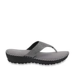 Mochi Women's Gun Metal Thong Wedges-picture-16