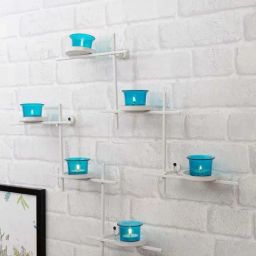 Homesake Turquoise Metal Scorching Ladder With Votive Wall Hanging Candle Holder - Set of 6-image-99