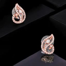 Estele Rose Gold-Plated CZ Opulent Peacock Design Stud Earrings-16