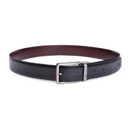 BELWABA Black & Brown Formal Reversible Leather Belt for Men-image-77
