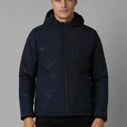 Louis Philippe Navy Regular Fit Printed Hooded Jacket-picture-35