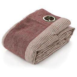 Saral Home Mehroon Cotton Stripe Curtain-13