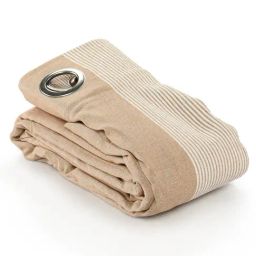 Saral Home Beige Cotton Stripe Curtain-6