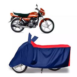 Auto Pearl Polyester Two Wheeler Cover for Hero HF Deluxe (Red Blue)-image-53