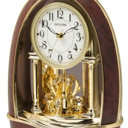 RHYTHM Brown Wood Melody Musical Hourly Rotating Pendulum Mantle Table Clock-image-35