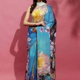 Navyasa By Liva Blue Floral Print Saree-picture-33
