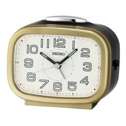 SEIKO Gold Plastic Classic Rectangular Bell Alarm Snooze Lumibrite Table Clock-picture-46