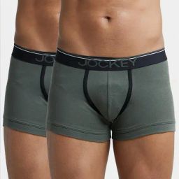 Jockey 8015 Olive Super Combed Cotton Rib Trunks with Ultrasoft Waistband - Pack of 2-image-19