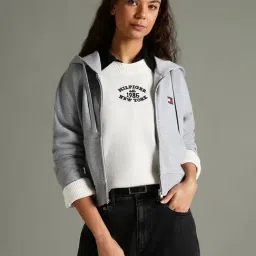 TOMMY HILFIGER Grey Heather Regular Fit Cotton Hoodie-picture-26
