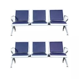 Modern India Seating Pelican 3 Seater Mild Steel Waiting Chair with Cushion Blue (Set of 2)-image-26