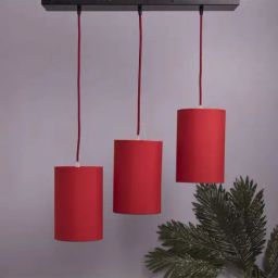 Homesake 3-Lights Linear Cluster Red Metal Classic Cylinder Pendant Light - Set of 1-image-7