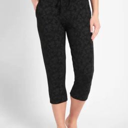 Jockey Black Floral Print Capris-image-80