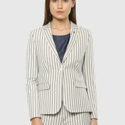 Van Heusen Beige & Grey Striped Formal Blazer-picture-6